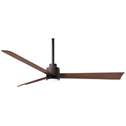 56&quot; Alessandra Textured Bronze and Walnut LED Ceiling Fan