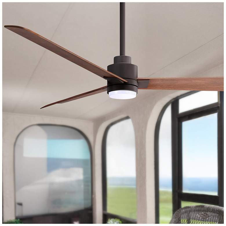 Image 1 56" Alessandra Textured Bronze and Walnut LED Ceiling Fan