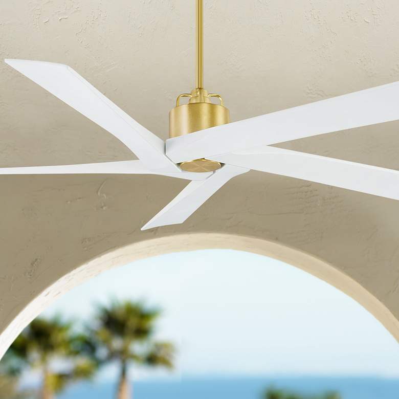 Image 1 56 inch Aspen Burnished Brass Outdoor Ceiling Fan with Remote