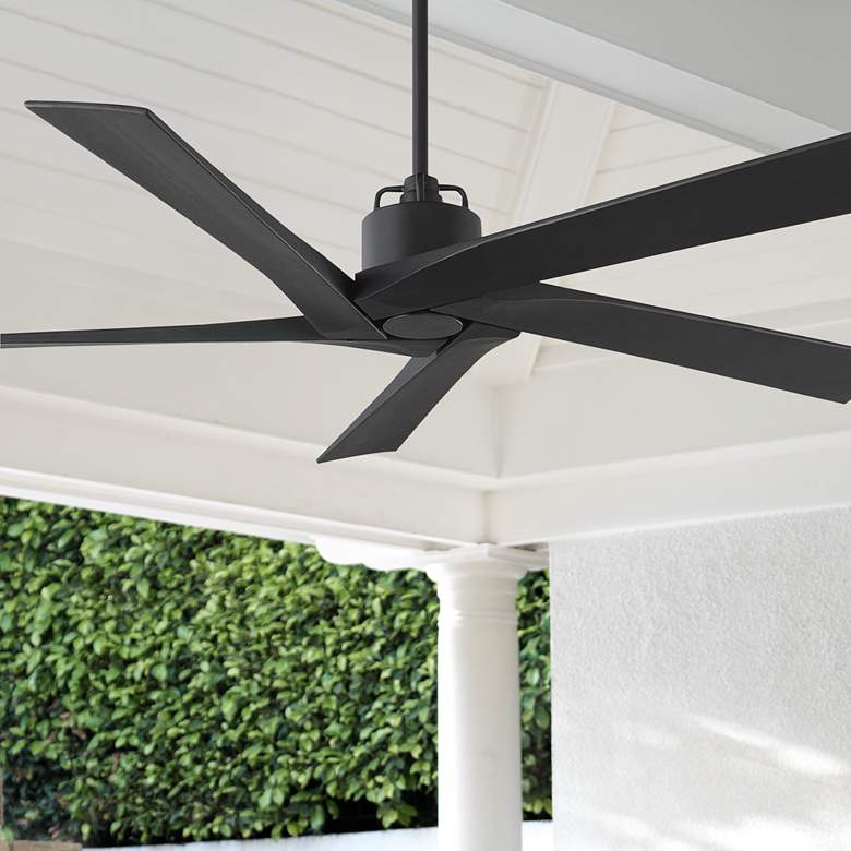 Image 1 56 inch Aspen Midnight Black Outdoor Ceiling Fan with Remote