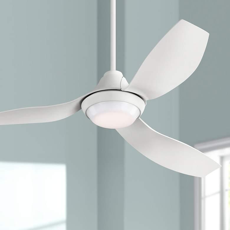 Image 1 56 inch Avvo Matte White Damp Rated LED Fan with Remote