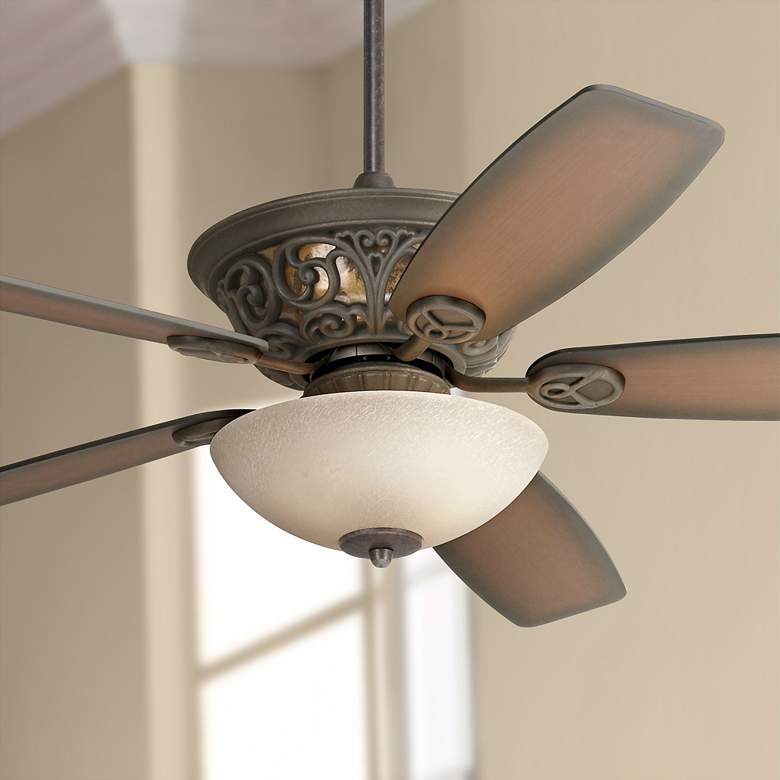Image 1 56" Casa Brisbane Black and Scavo Glass LED Ceiling Fan