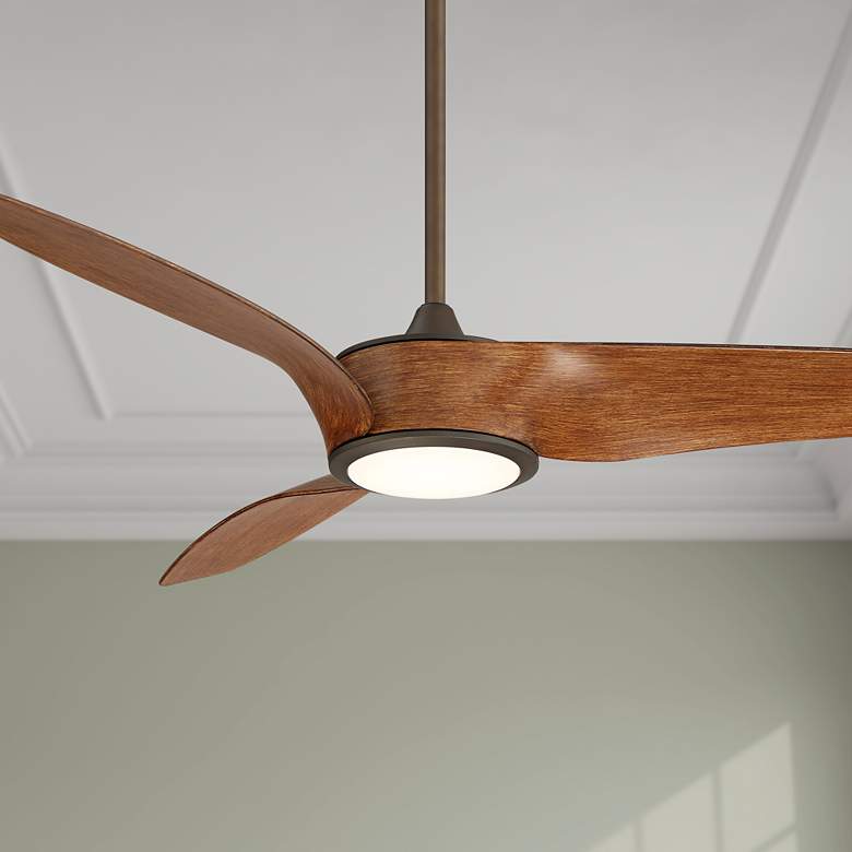 56&quot; Casa Como Bronze and Koa LED Modern Ceiling Fan with Remote