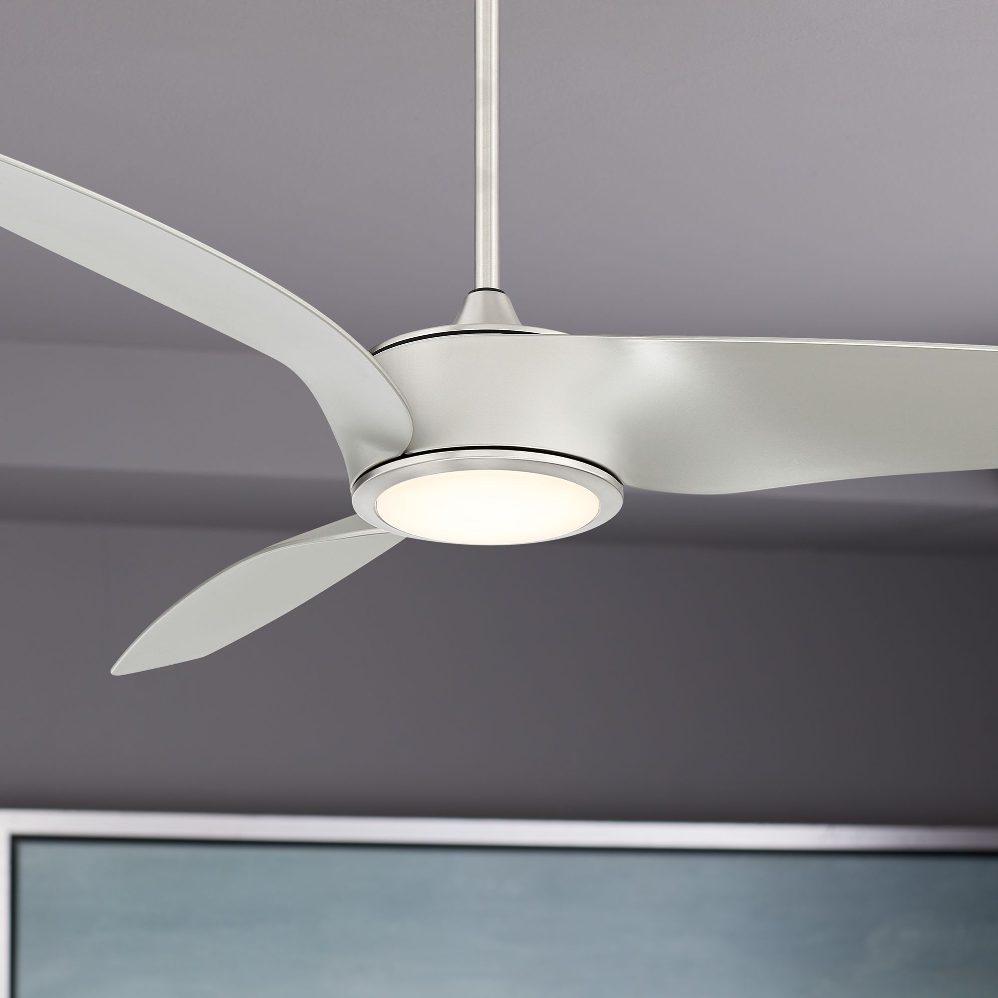 modern brushed nickel ceiling fan with light