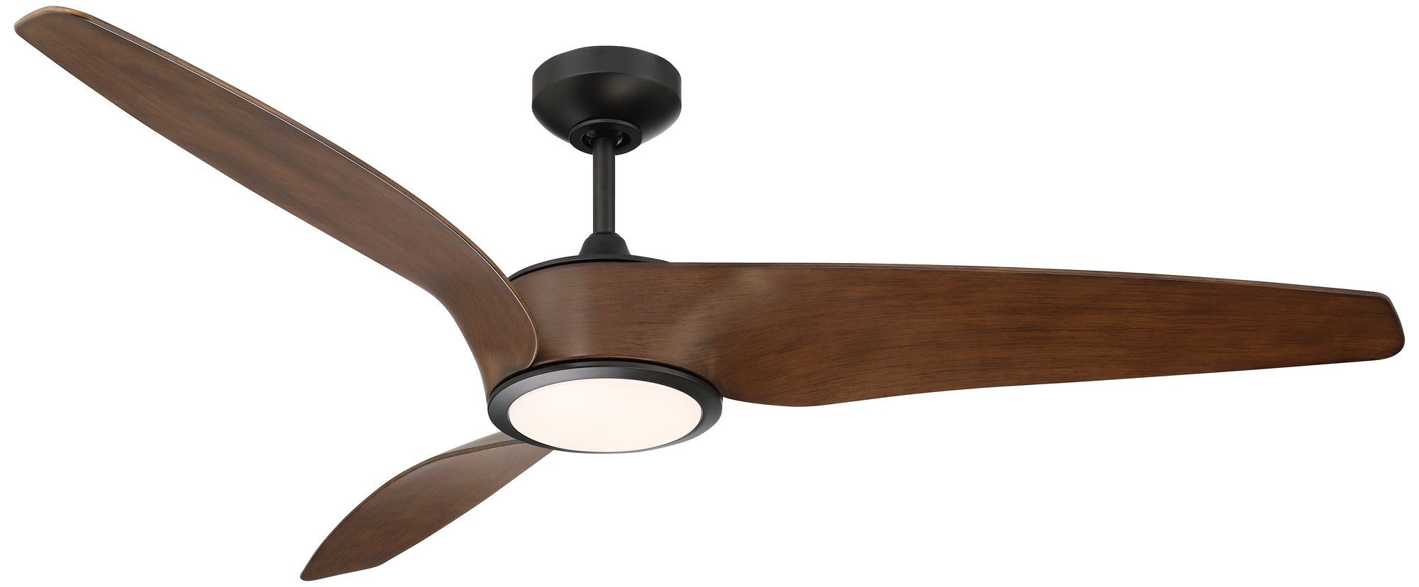 56" Casa Como Matte Back and Dark Walnut LED Modern Ceiling Fan