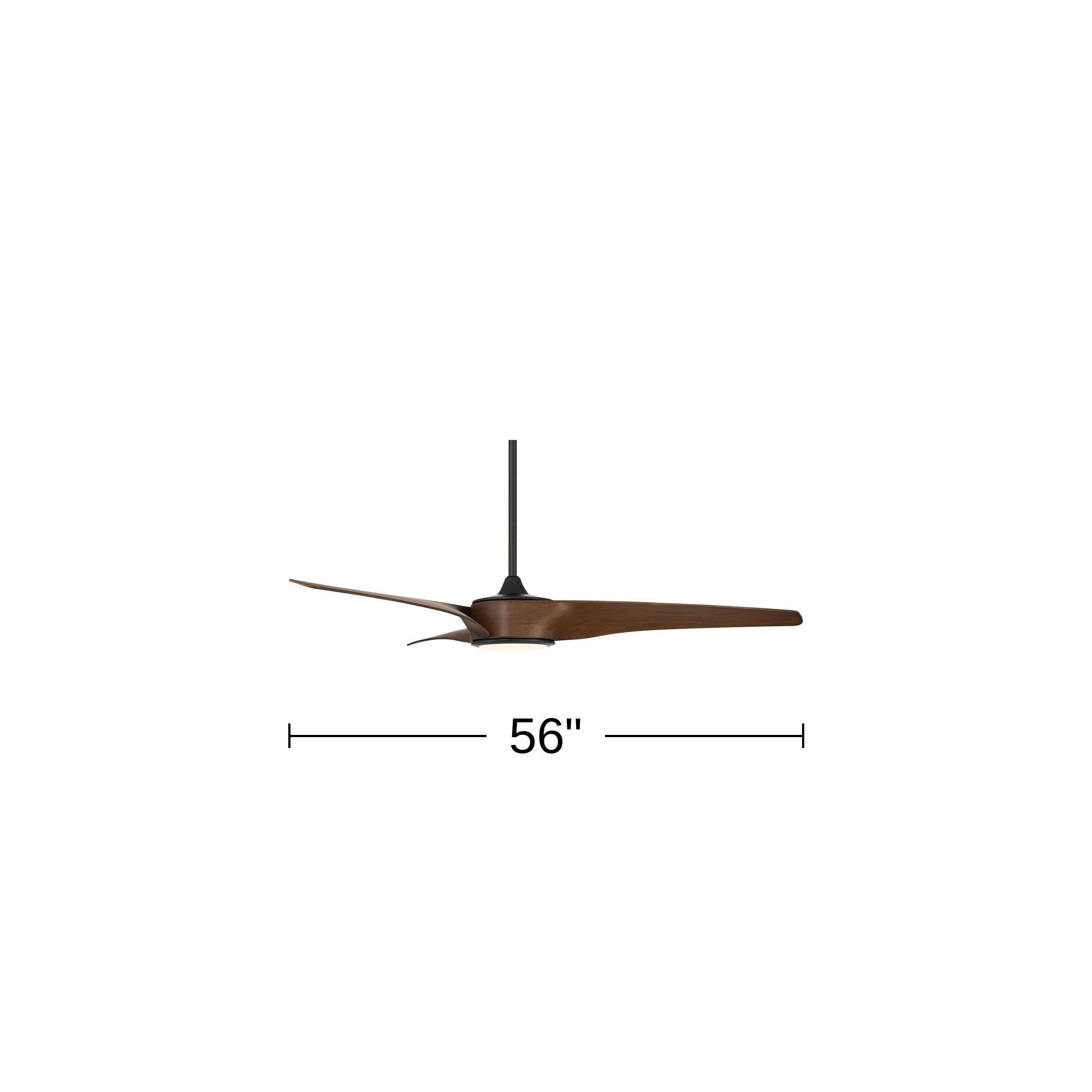 56" Casa Como Matte Back and Dark Walnut LED Modern Ceiling Fan