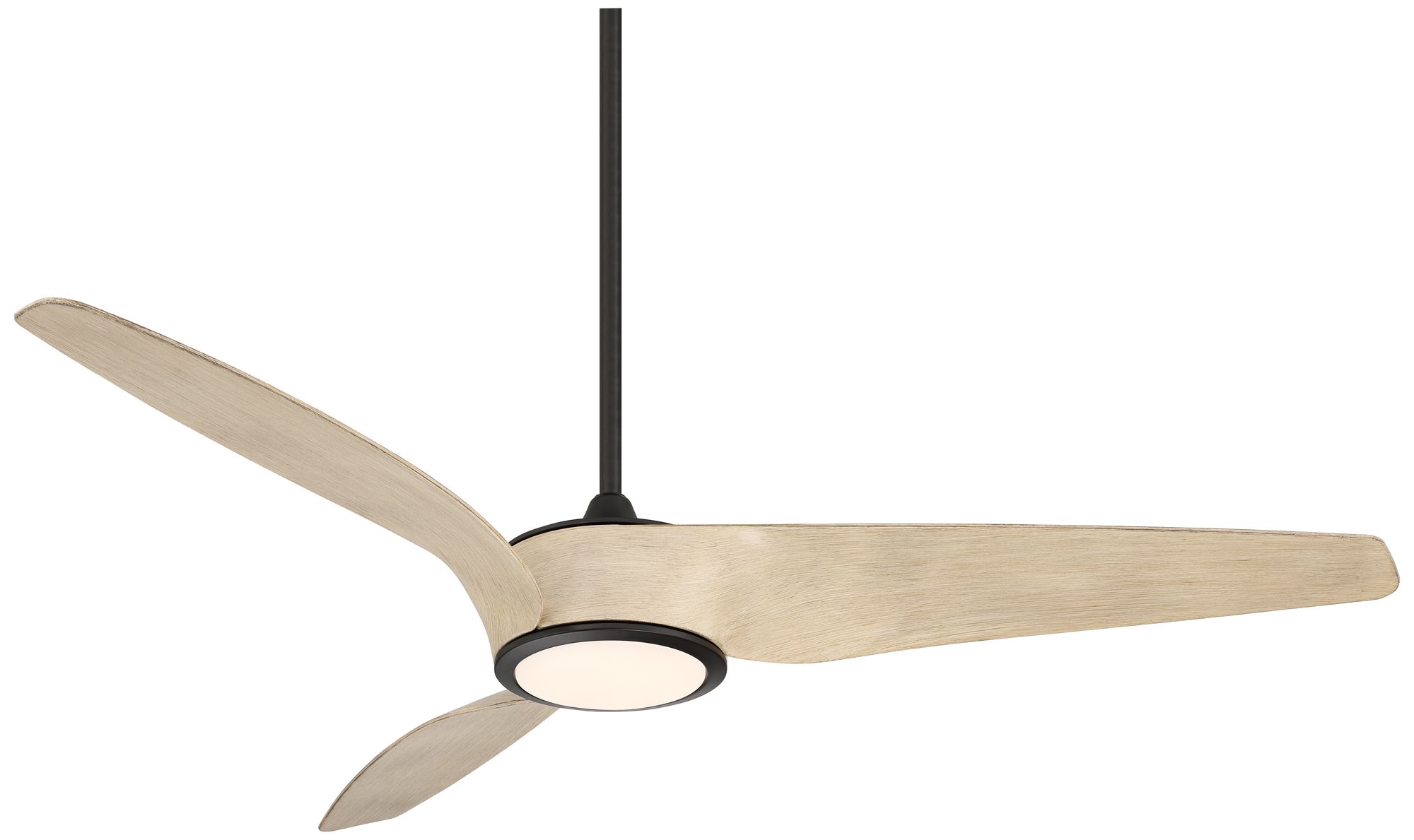 56" Casa Como Matte Black and White Oak LED Modern Ceiling Fan