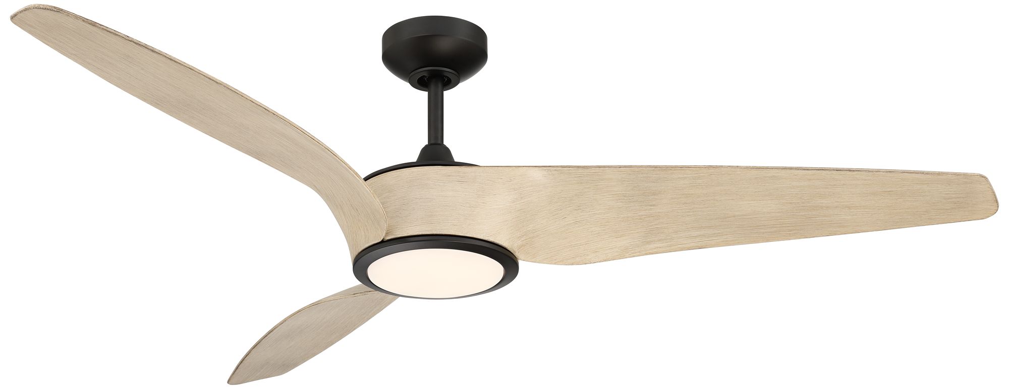 56" Casa Como Matte Black and White Oak LED Modern Ceiling Fan