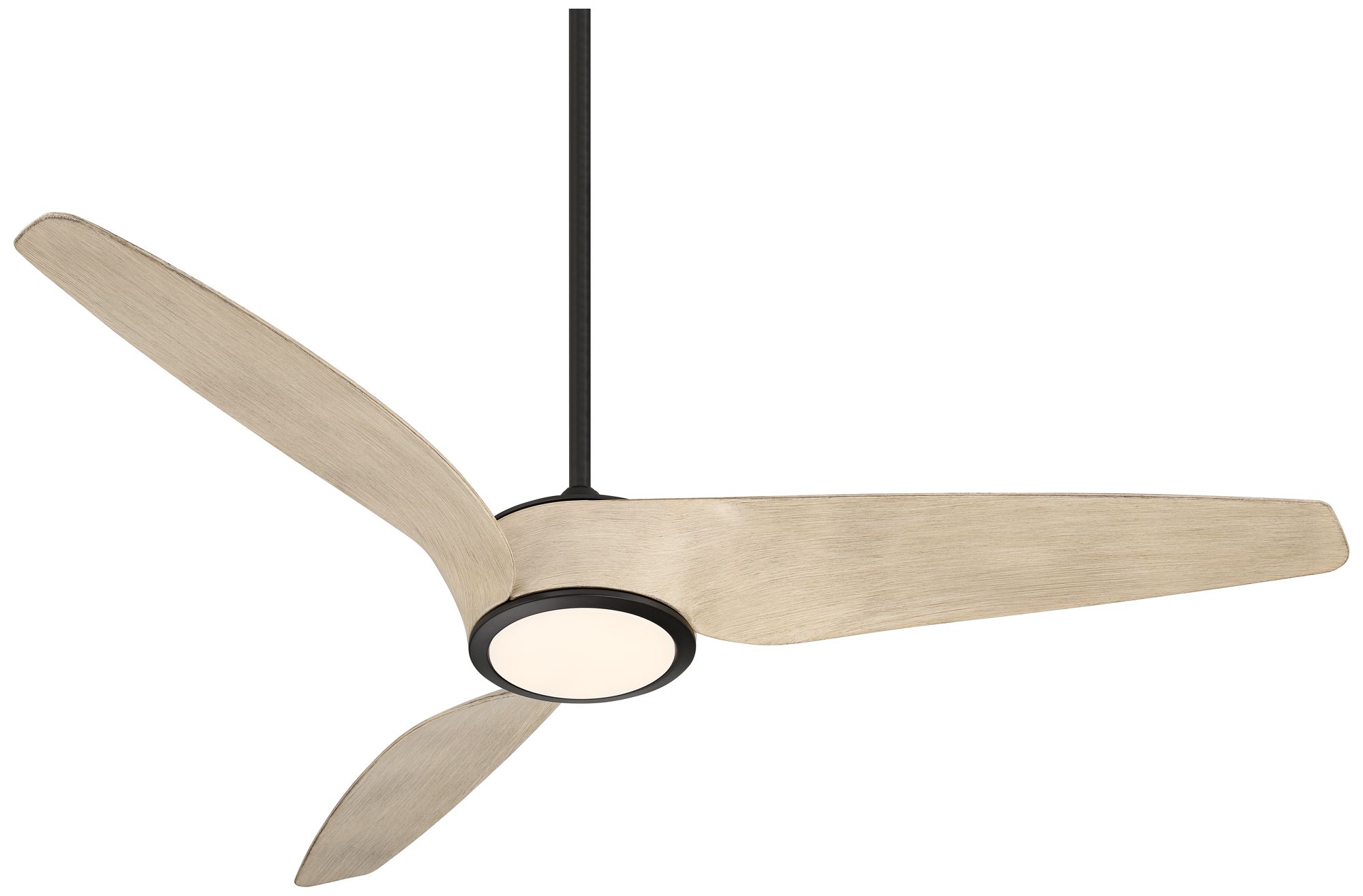 56" Casa Como Matte Black and White Oak LED Modern Ceiling Fan