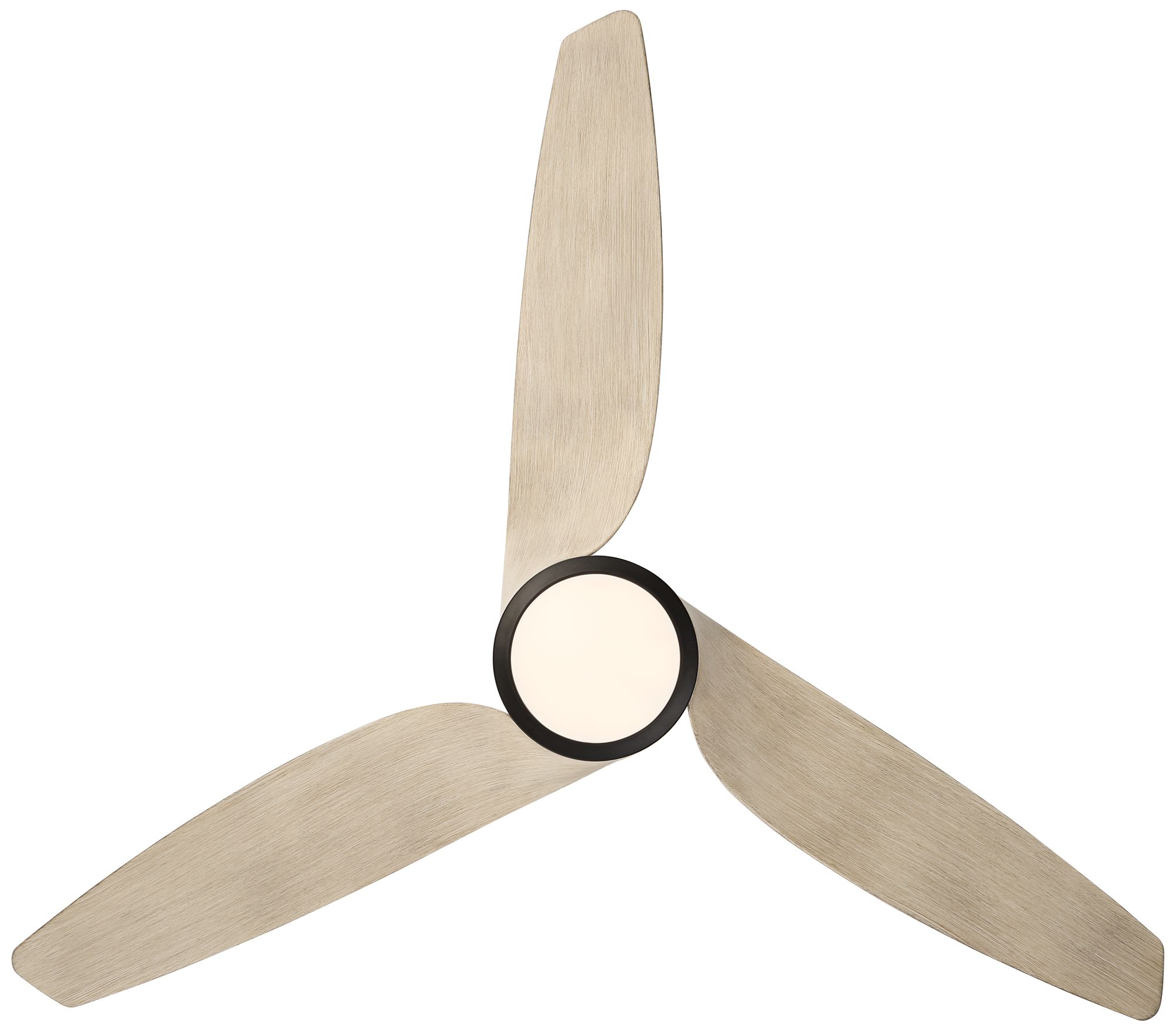 56" Casa Como Matte Black and White Oak LED Modern Ceiling Fan