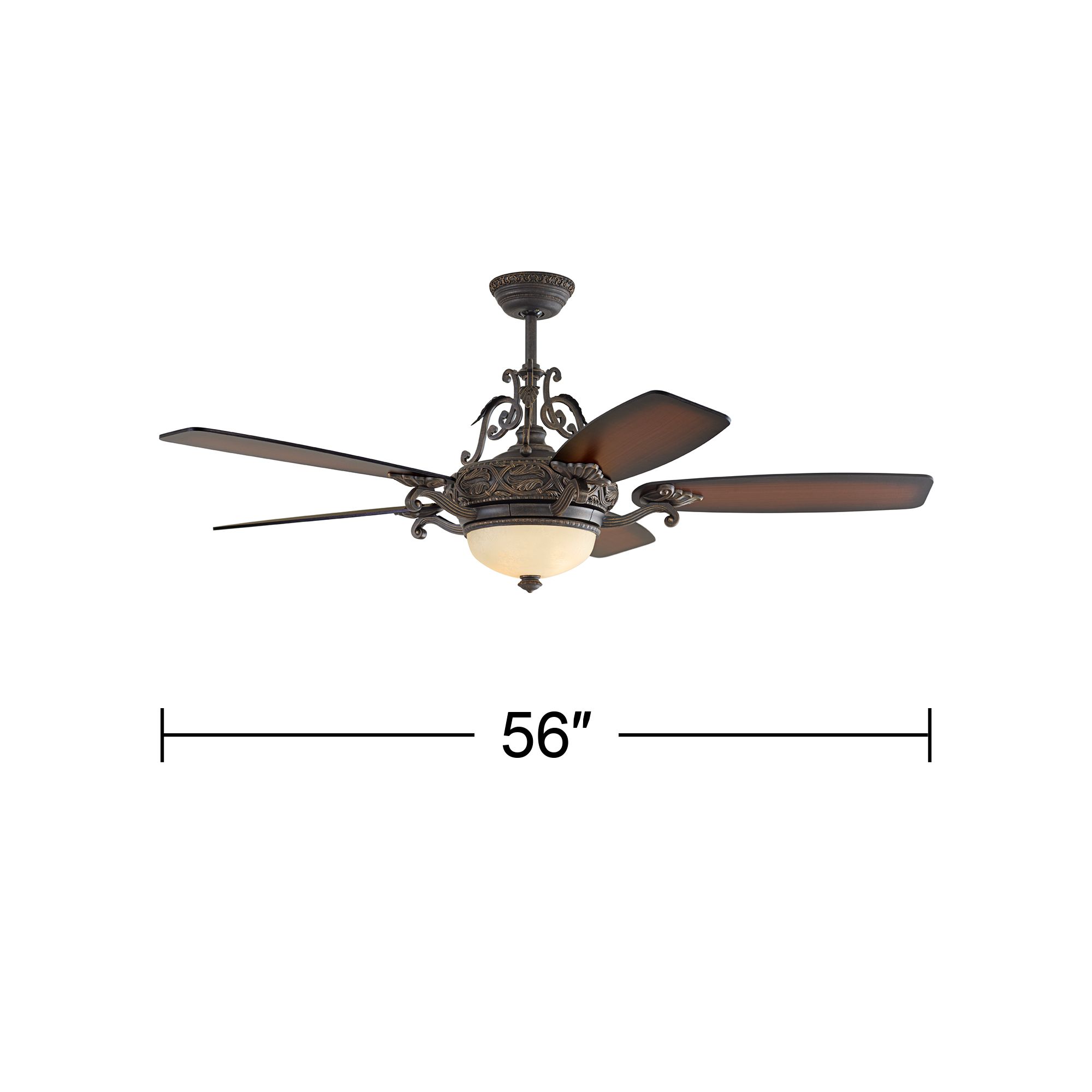 56" Casa Esperanza Teak Bronze and Gold LED Bond Bridge Smart Fan Kit in scene