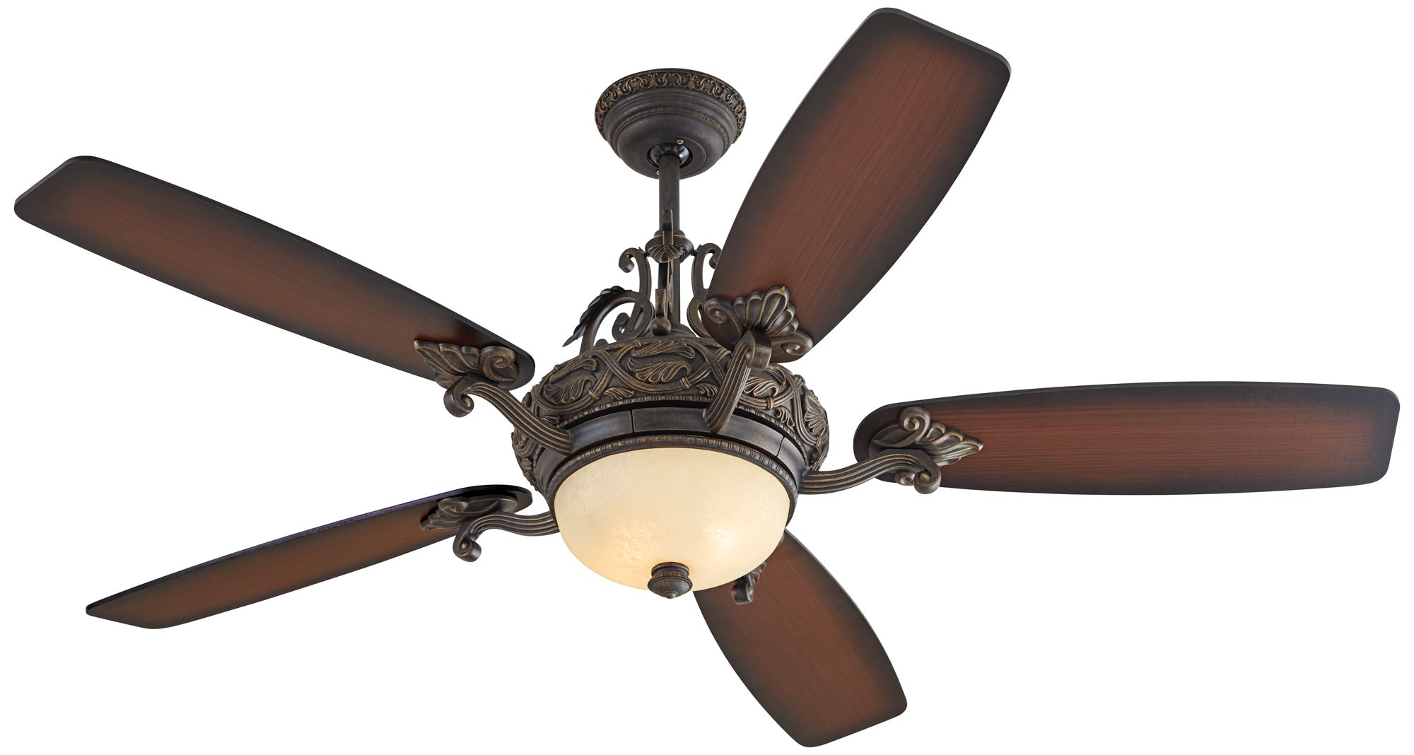 56" Casa Esperanza Teak Bronze and Gold LED Bond Bridge Smart Fan Kit in scene