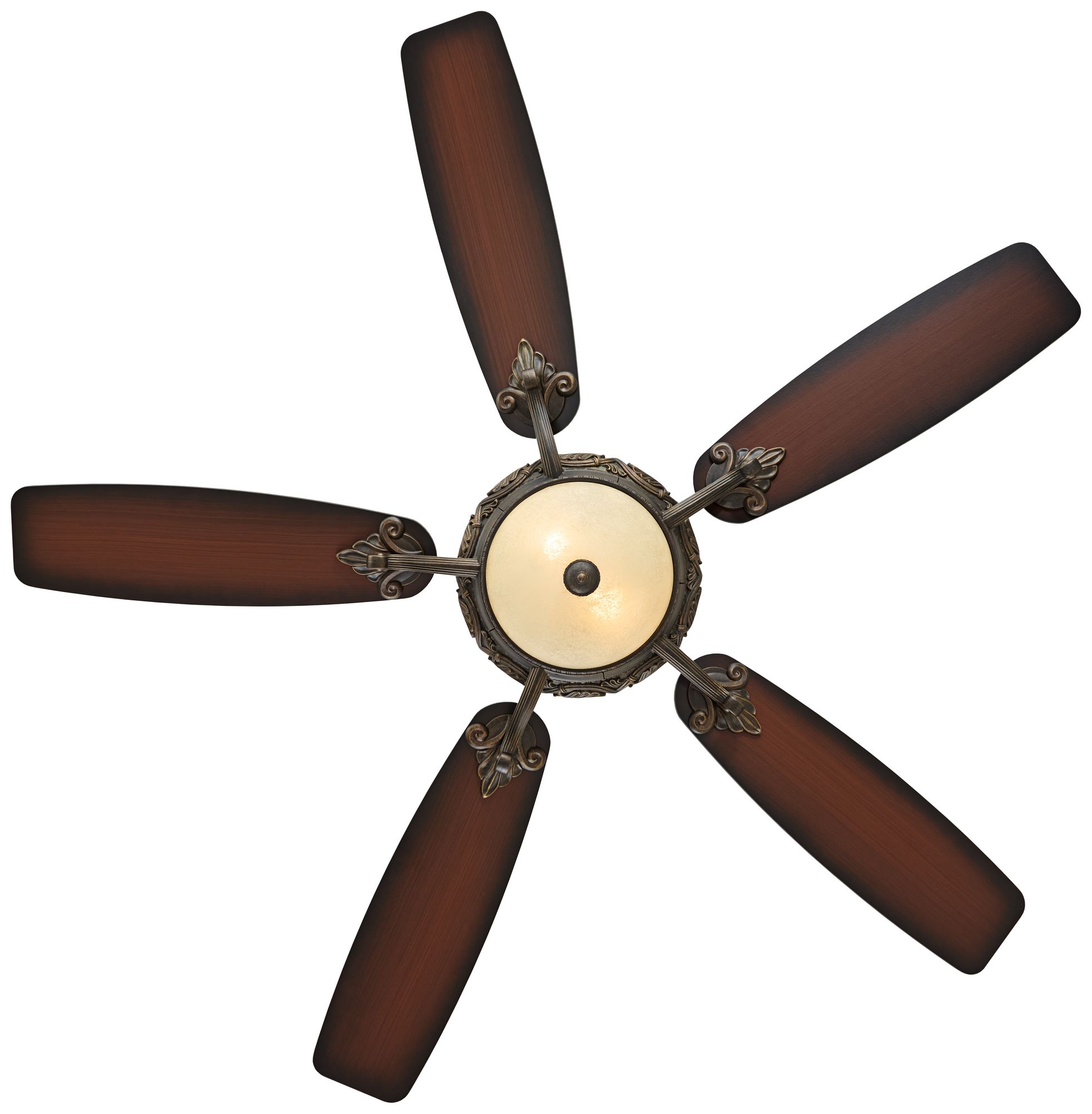 56" Casa Esperanza Teak Bronze and Gold LED Bond Bridge Smart Fan Kit in scene