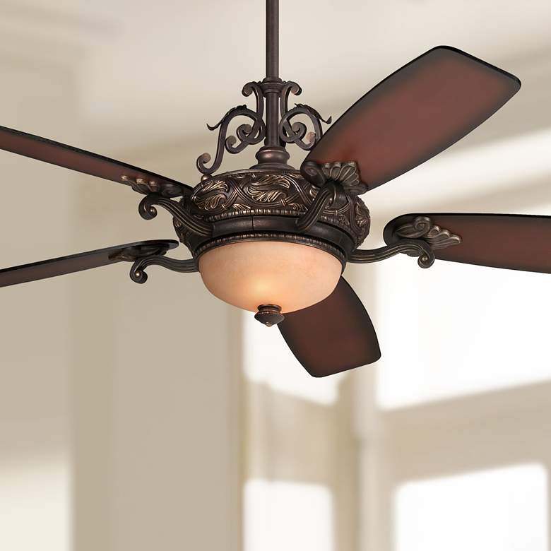 Image 1 56" Casa Esperanza Teak Bronze and Gold LED Ceiling Fan with Remote
