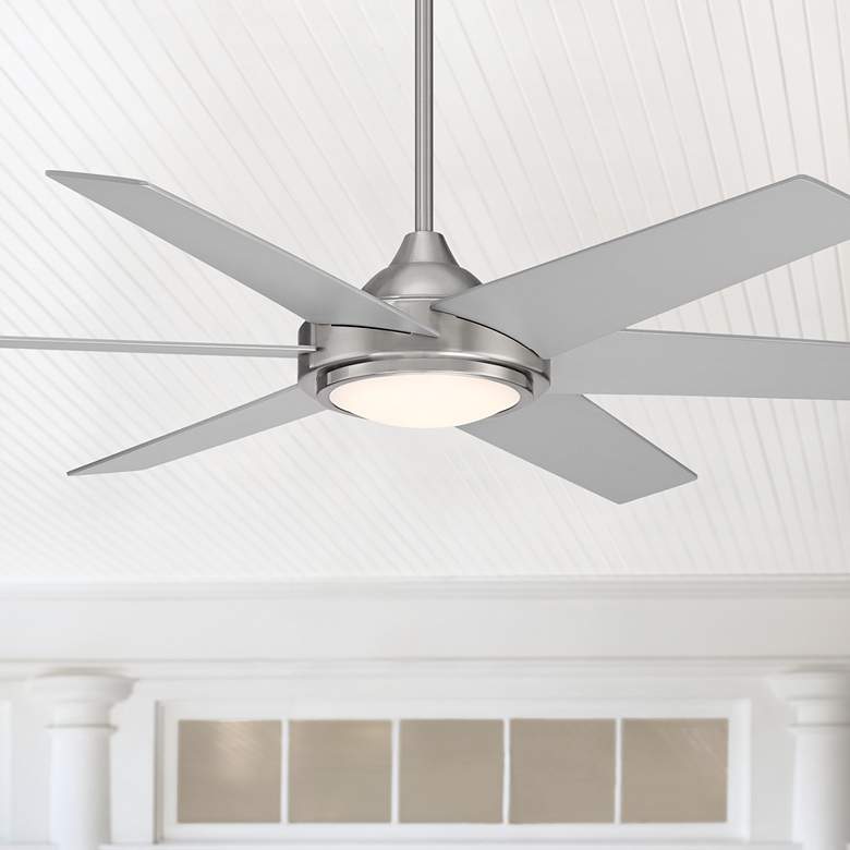 Image 1 56" Casa Vieja Estate Silver LED Damp Ceiling Fan with Remote Control