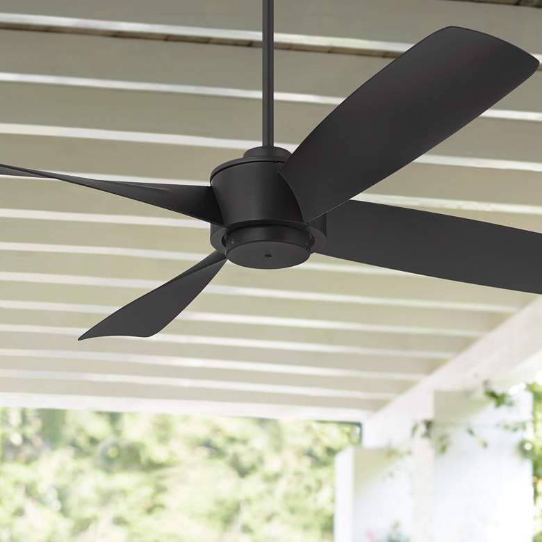 Image 1 56" Casa Vieja Grand Milano Black Damp Ceiling Fan with Remote