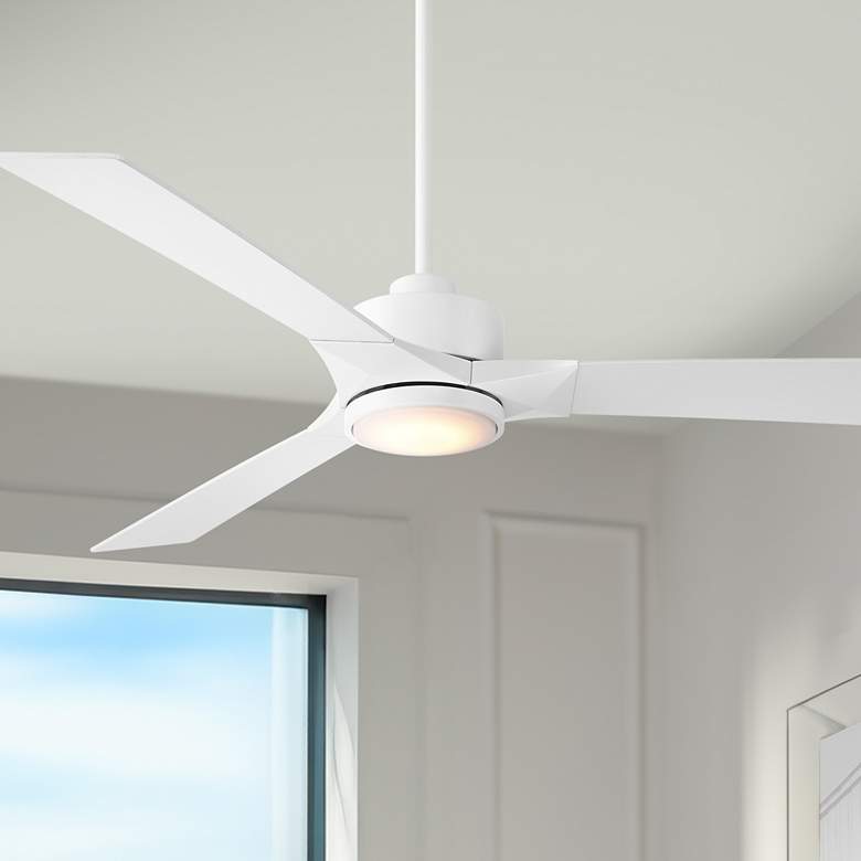 Image 1 56" Casa Vieja Kali Matte White LED Damp Ceiling Fan with Remote