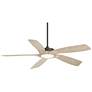 3_56" Casa Vieja Mach-5 Black and White Oak LED Damp Fan with Remote