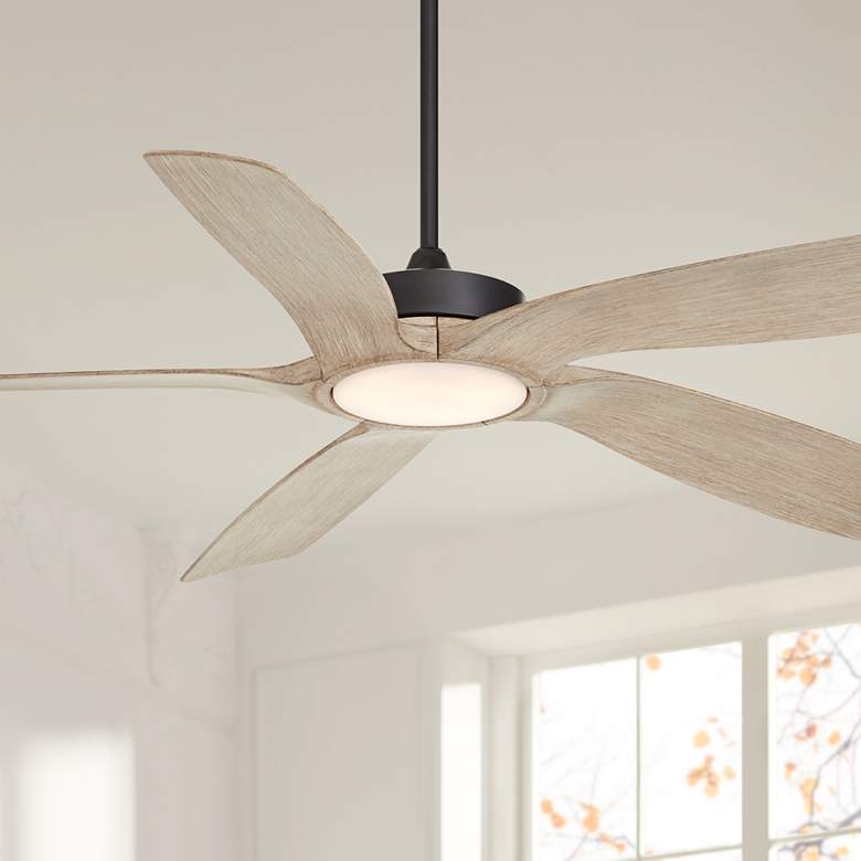 Image 2 56" Casa Vieja Mach-5 Black and White Oak LED Damp Fan with Remote
