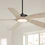 2_56" Casa Vieja Mach-5 Black and White Oak LED Damp Fan with Remote