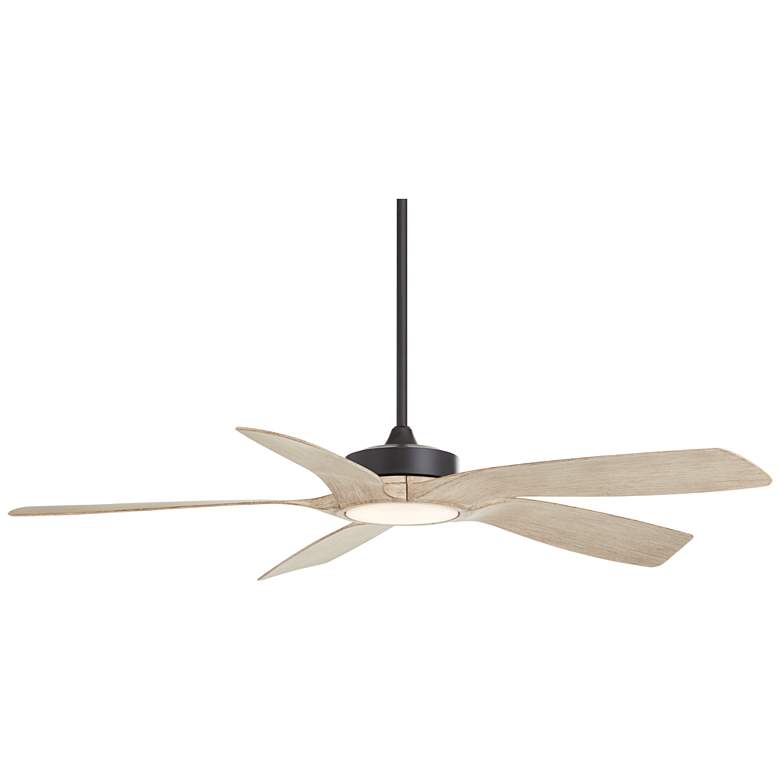 Image 7 56" Casa Vieja Mach-5 Black and White Oak LED Damp Fan with Remote more views