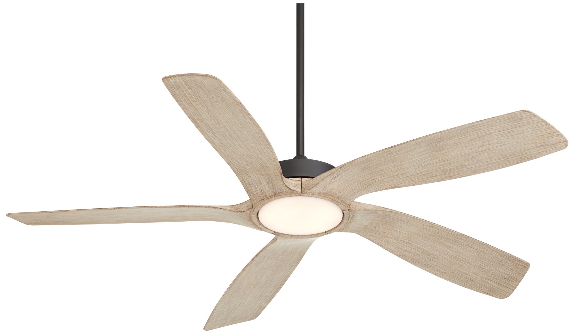 56" Casa Vieja Mach-5 Black and White Oak LED Damp Fan with Remote in scene