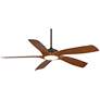 4_56" Casa Vieja Mach-5 Bronze and Koa LED Damp Ceiling Fan with Remote