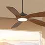 3_56" Casa Vieja Mach-5 Bronze and Koa LED Damp Ceiling Fan with Remote
