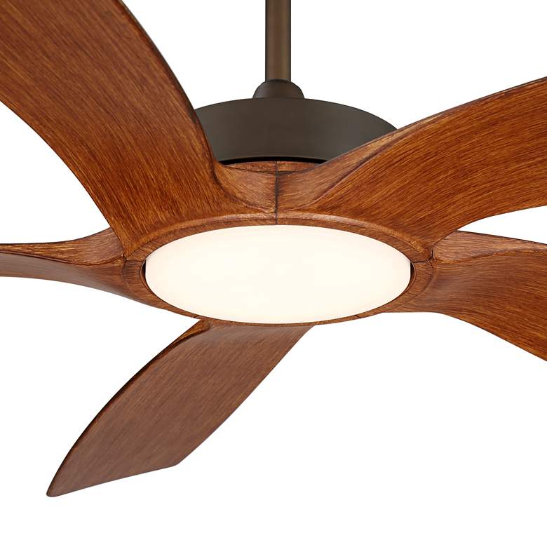 Image 4 56" Casa Vieja Mach-5 Bronze and Koa LED Damp Ceiling Fan with Remote more views