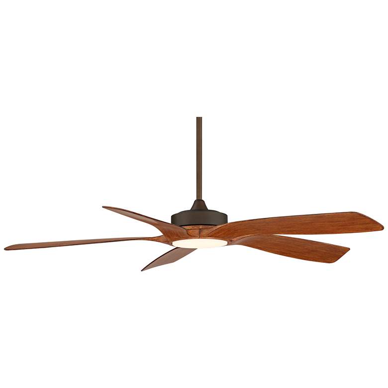 Image 6 56" Casa Vieja Mach-5 Bronze and Koa LED Damp Ceiling Fan with Remote more views