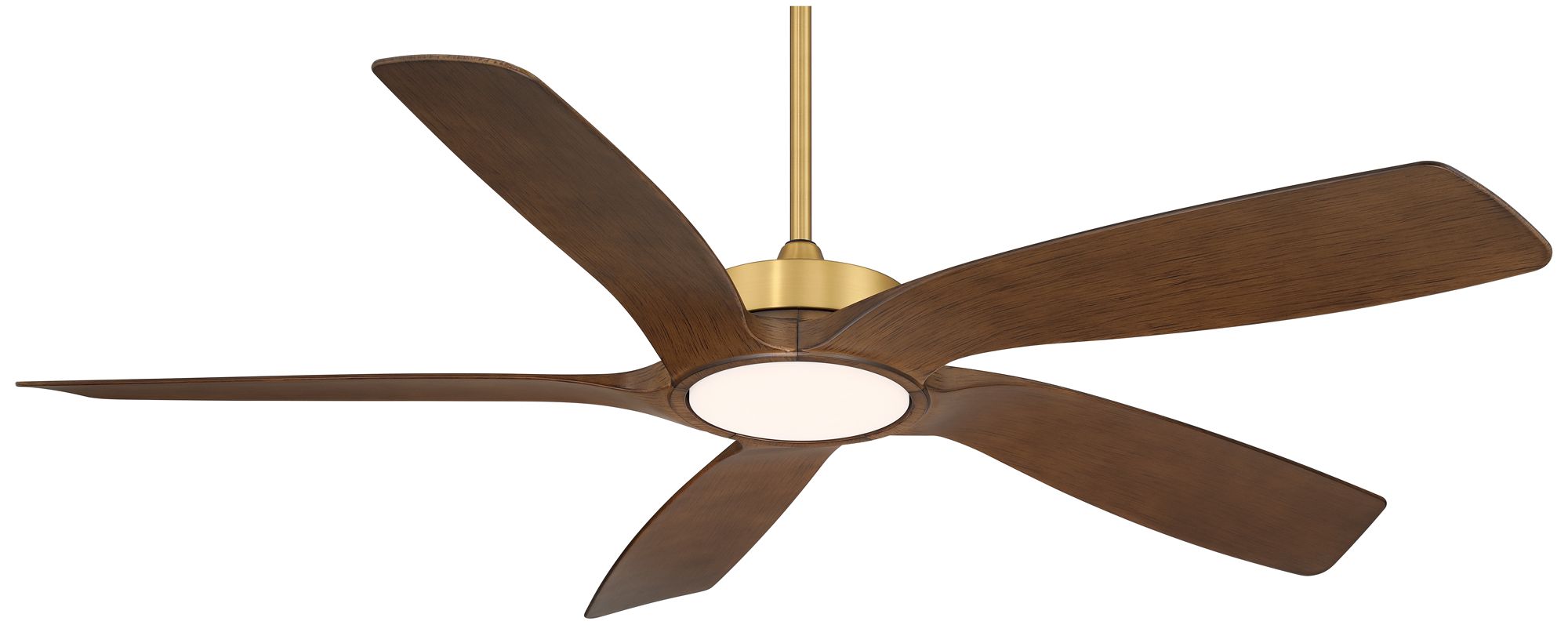 Image 2 56" Casa Vieja Mach-5 Soft Brass LED Damp Ceiling Fan with Remote