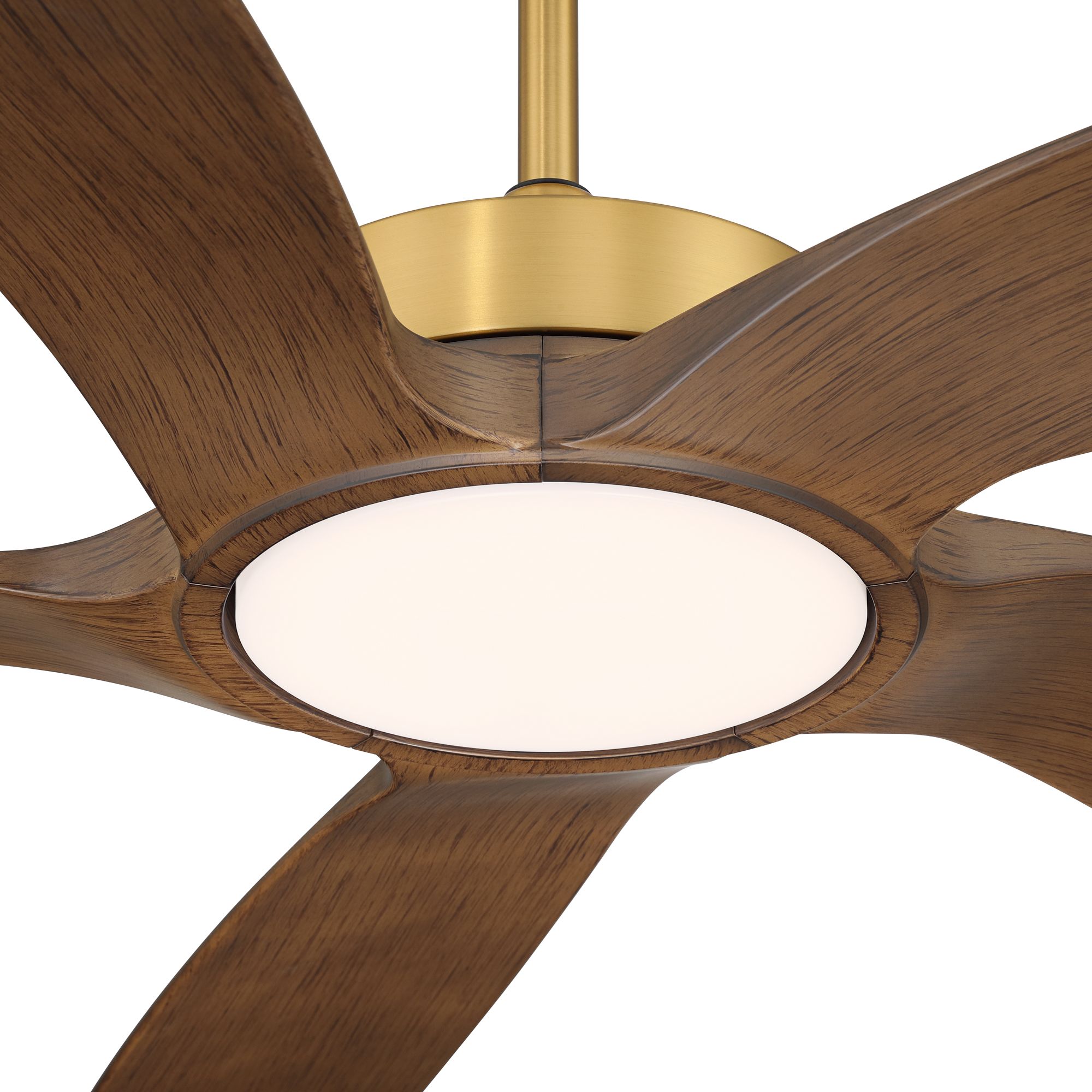 Image 3 56" Casa Vieja Mach-5 Soft Brass LED Damp Ceiling Fan with Remote more views