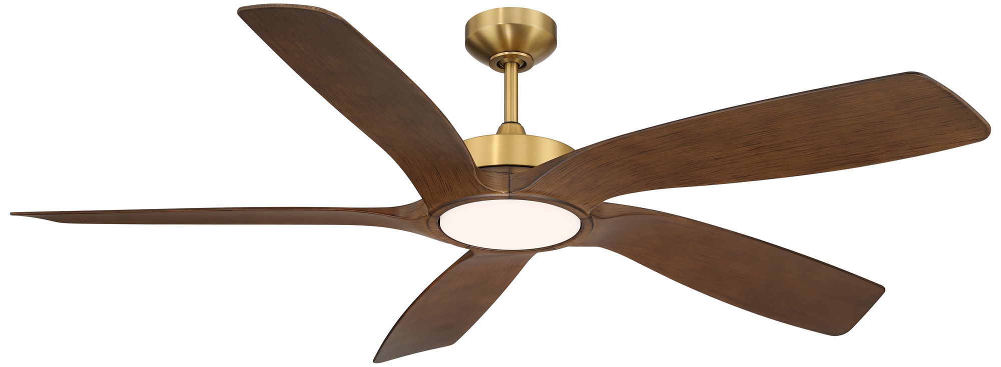 56" Casa Vieja Mach-5 Soft Brass LED Damp Ceiling Fan with Remote