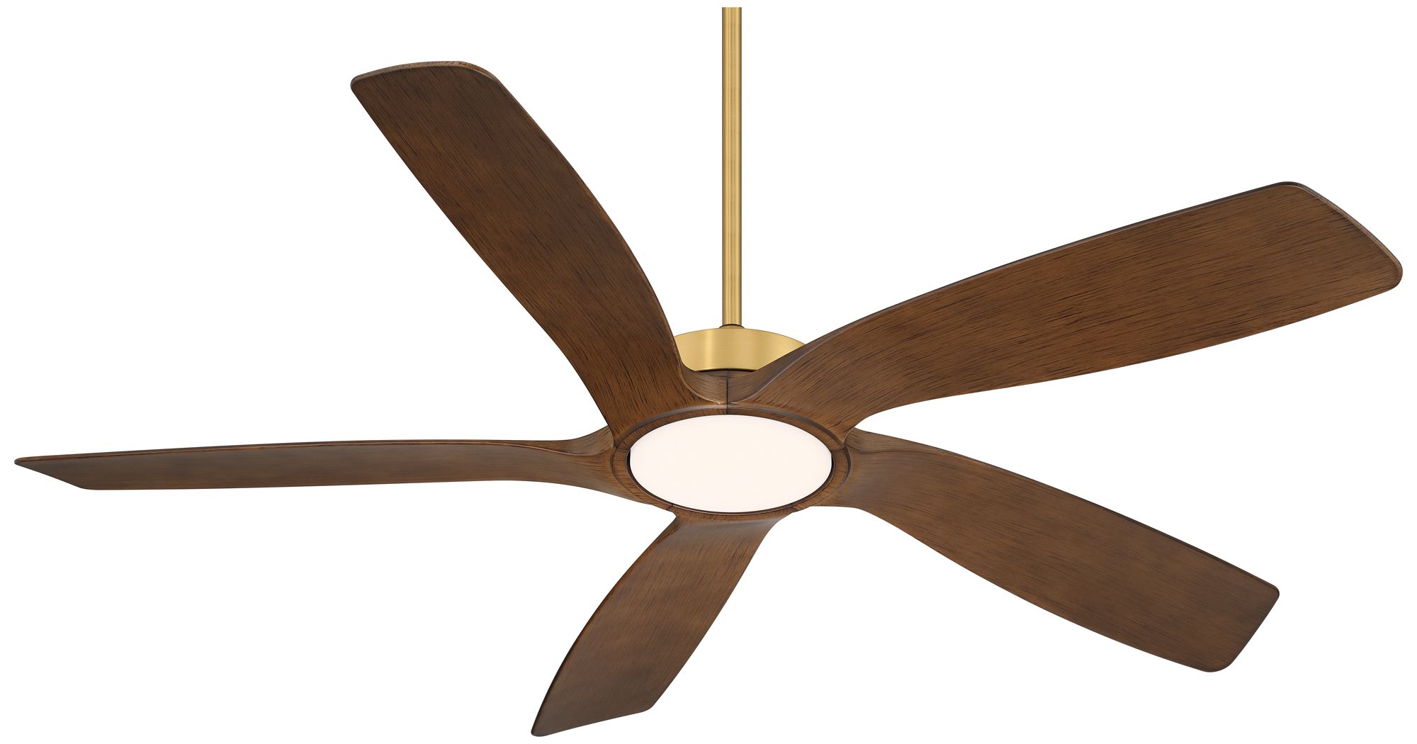 56" Casa Vieja Mach-5 Soft Brass LED Damp Ceiling Fan with Remote