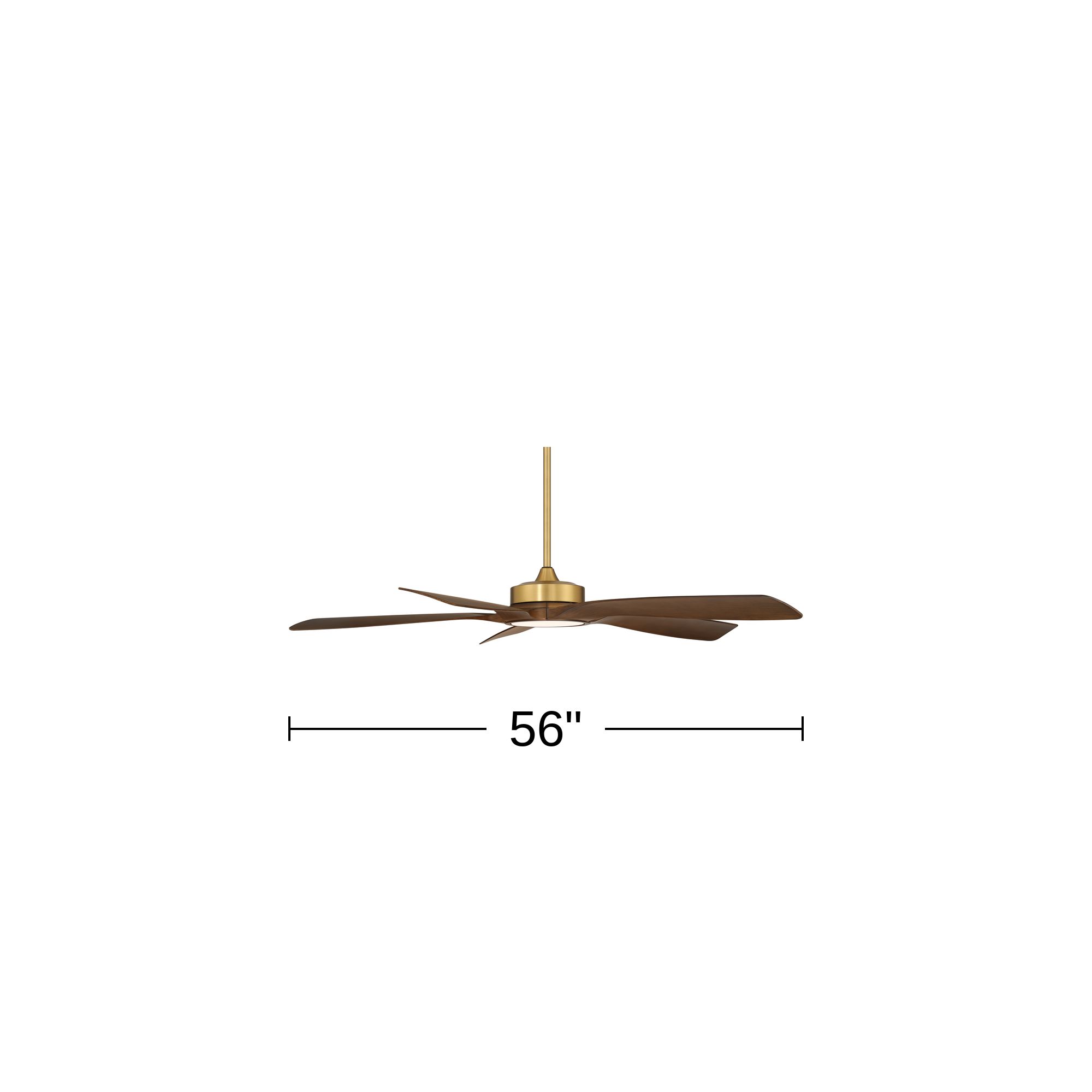 56" Casa Vieja Mach-5 Soft Brass LED Damp Ceiling Fan with Remote