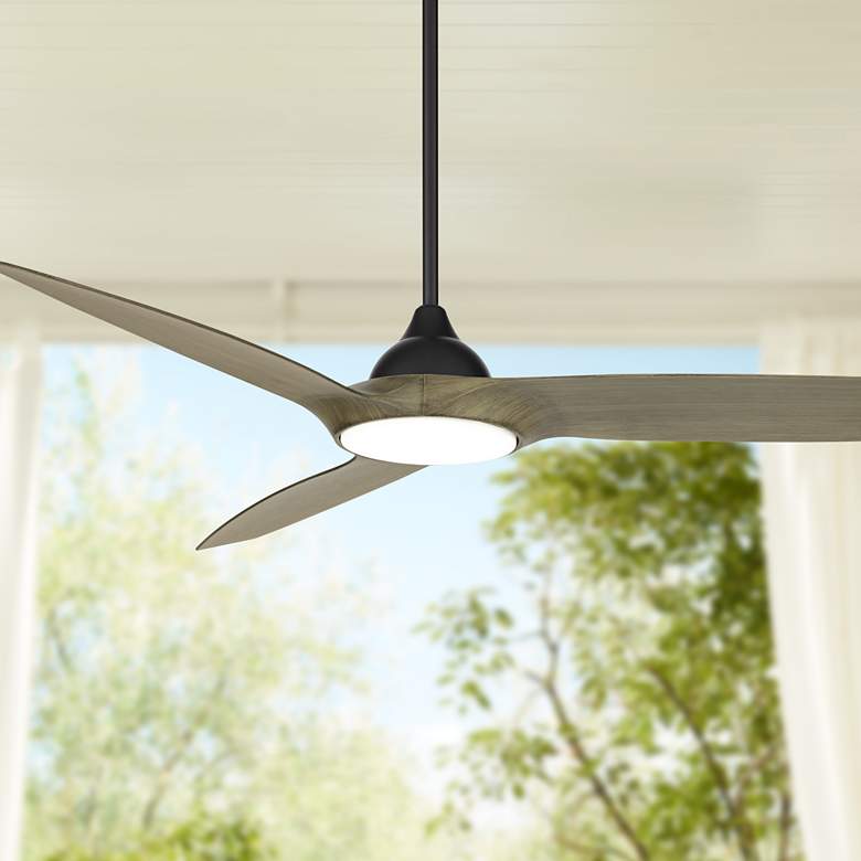 Image 1 56" Casa Vieja Olympia Breeze Matte Black LED Ceiling Fan with Remote