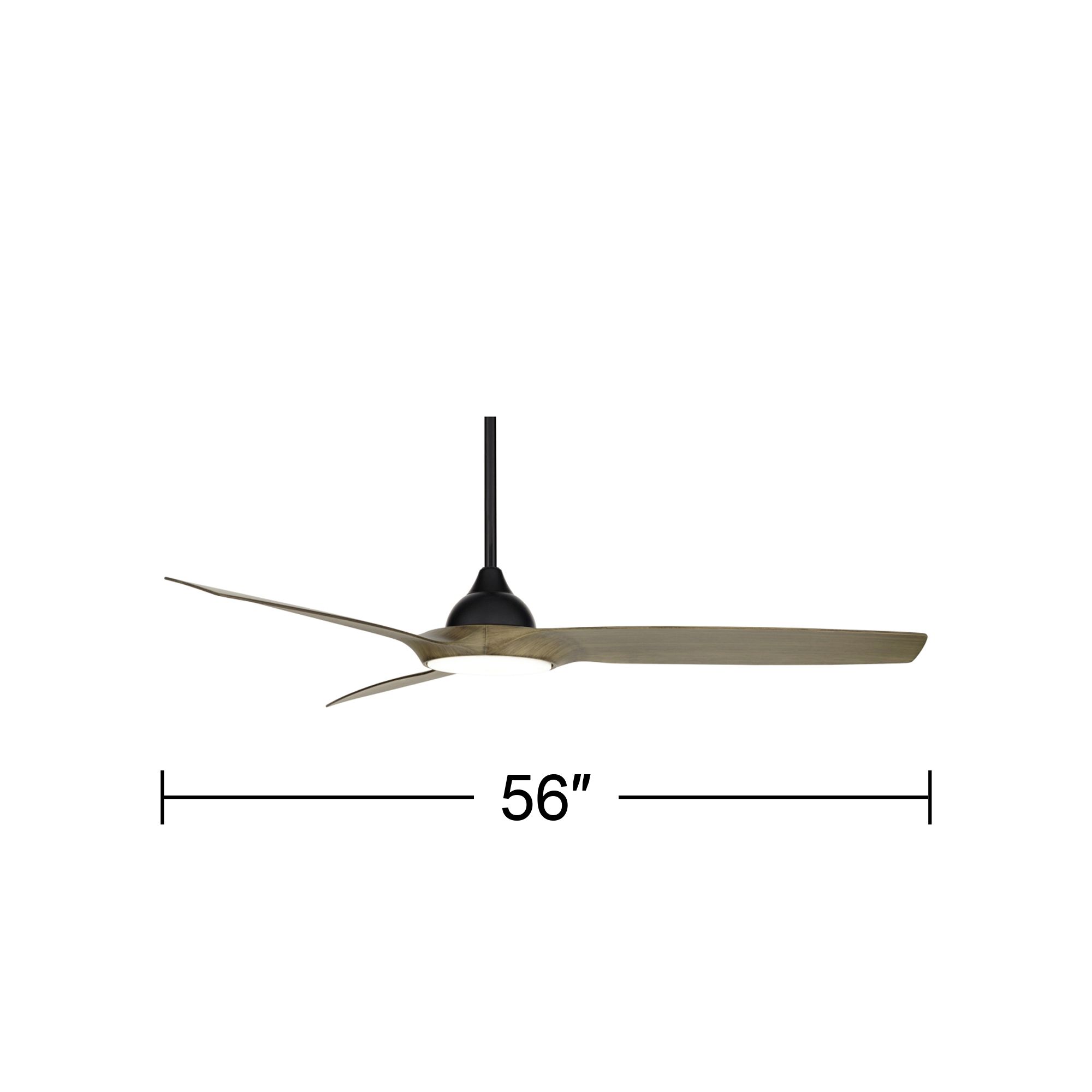 56" Casa Vieja Olympia Breeze Matte Black LED Ceiling Fan with Remote