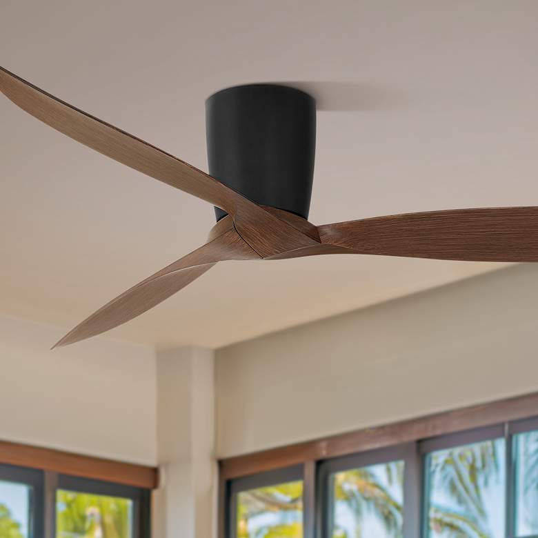 Image 2 56" Casa Vieja Tre Black and Walnut Indoor-Outdoor Hugger Ceiling Fan