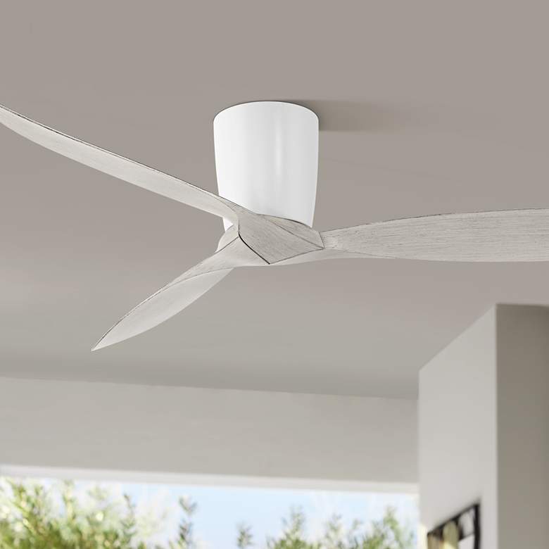 Image 1 56" Casa Vieja Tre White and Oak Indoor/Outdoor Hugger Ceiling Fan