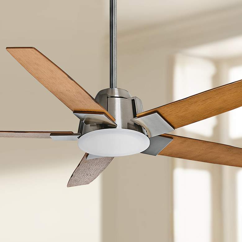 Image 1 56 inch Casablanca Zudio Brushed Nickel LED Ceiling Fan with Wall Control