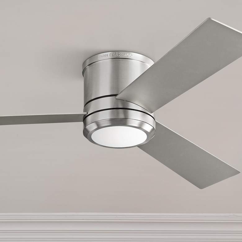 Image 1 56 inch Clarity Max Brushed Steel LED Damp Hugger Ceiling Fan