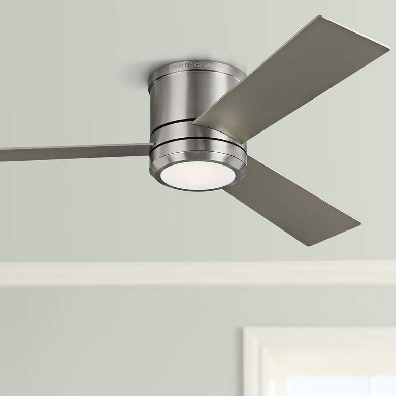 Image 1 56" Clarity Max Brushed Steel LED Hugger Ceiling Fan with Wall Control