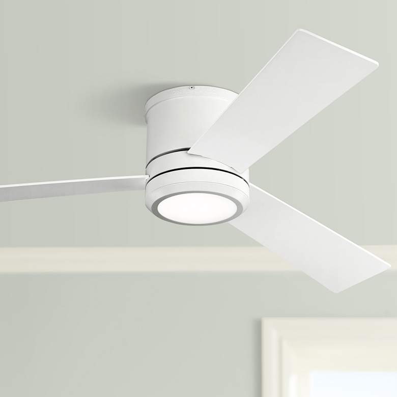 Image 1 56" Clarity Max White LED Hugger Ceiling Fan with Wall Control