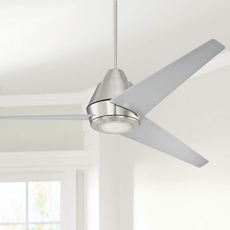 Image 1 56" Craftmade Acadian Brushed Nickel LED Ceiling Fan with Remote