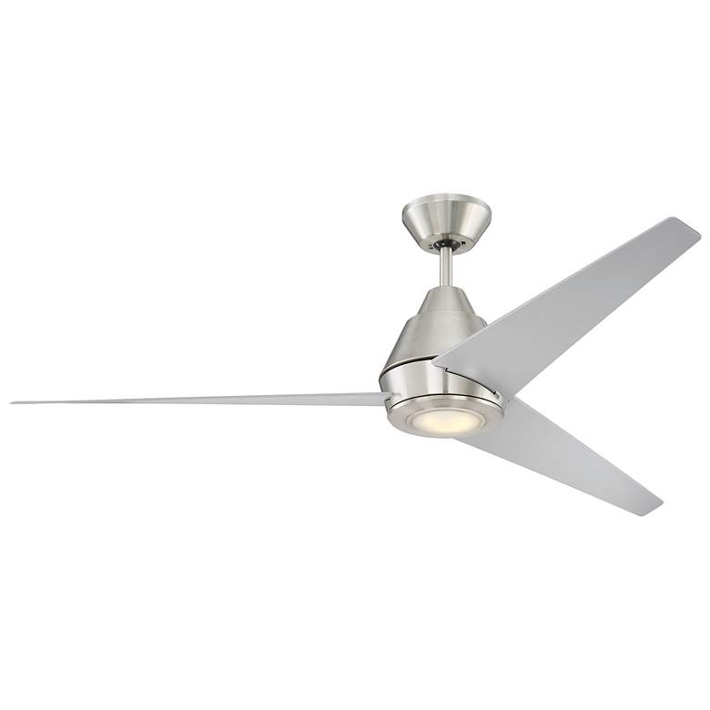 Image 1 56" Craftmade Acadian Brushed Nickel LED Ceiling Fan with Wall Control