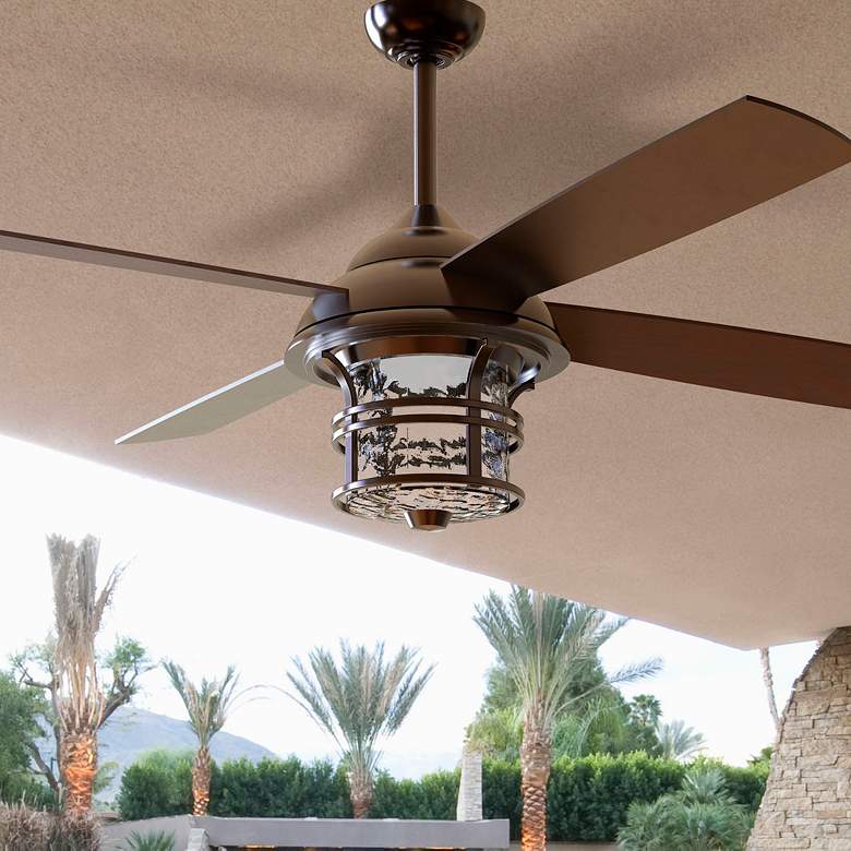 Image 1 56 inch Craftmade Courtyard Bronze LED Outdoor Ceiling Fan with Remote