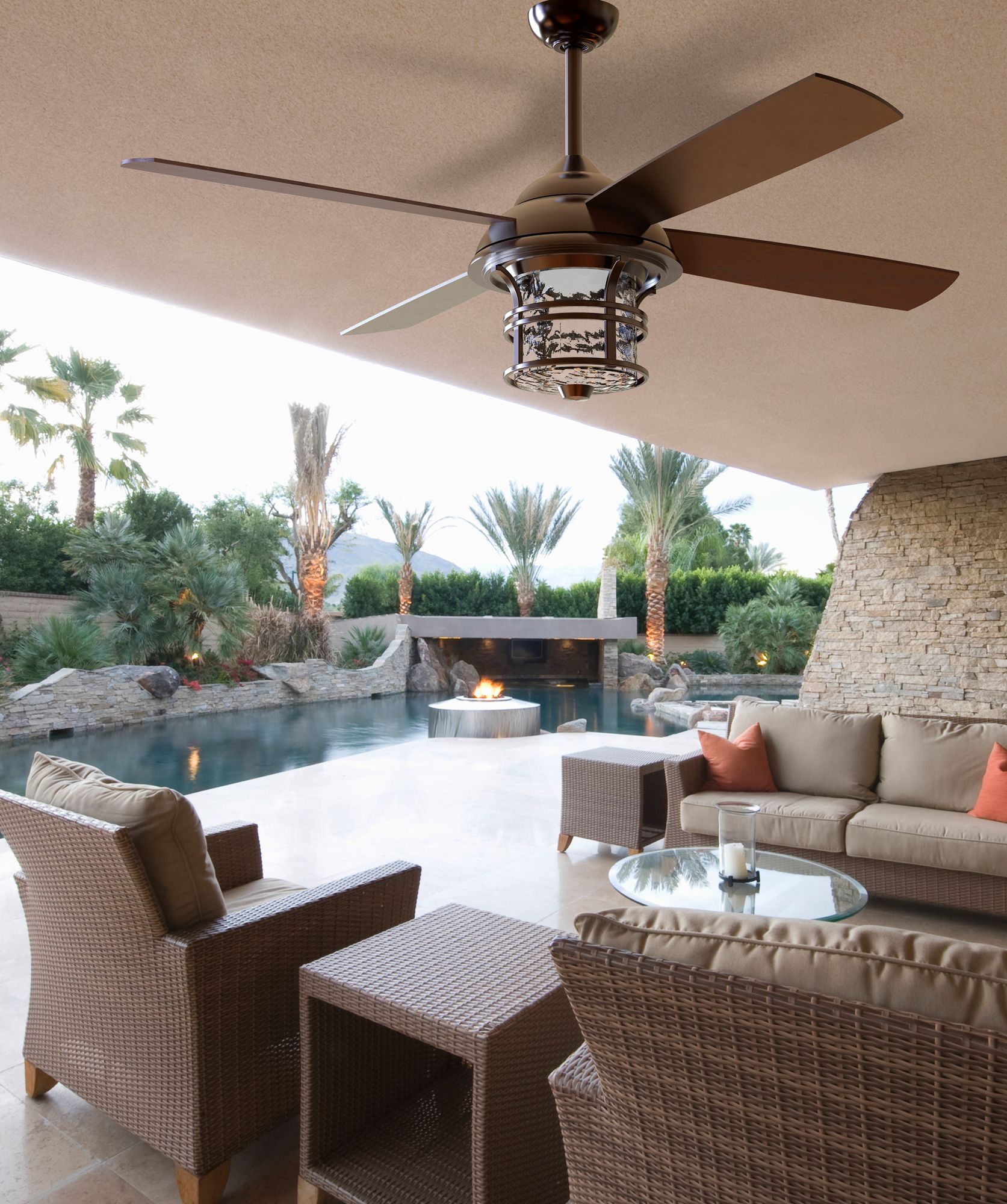 Image 6 56" Craftmade Courtyard Bronze LED Outdoor Ceiling Fan with Remote more views