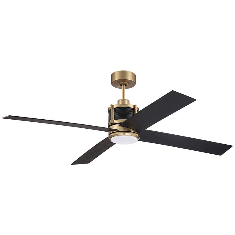 Image 1 56" Craftmade Gregory Satin Brass and Flat Black Ceiling Fan