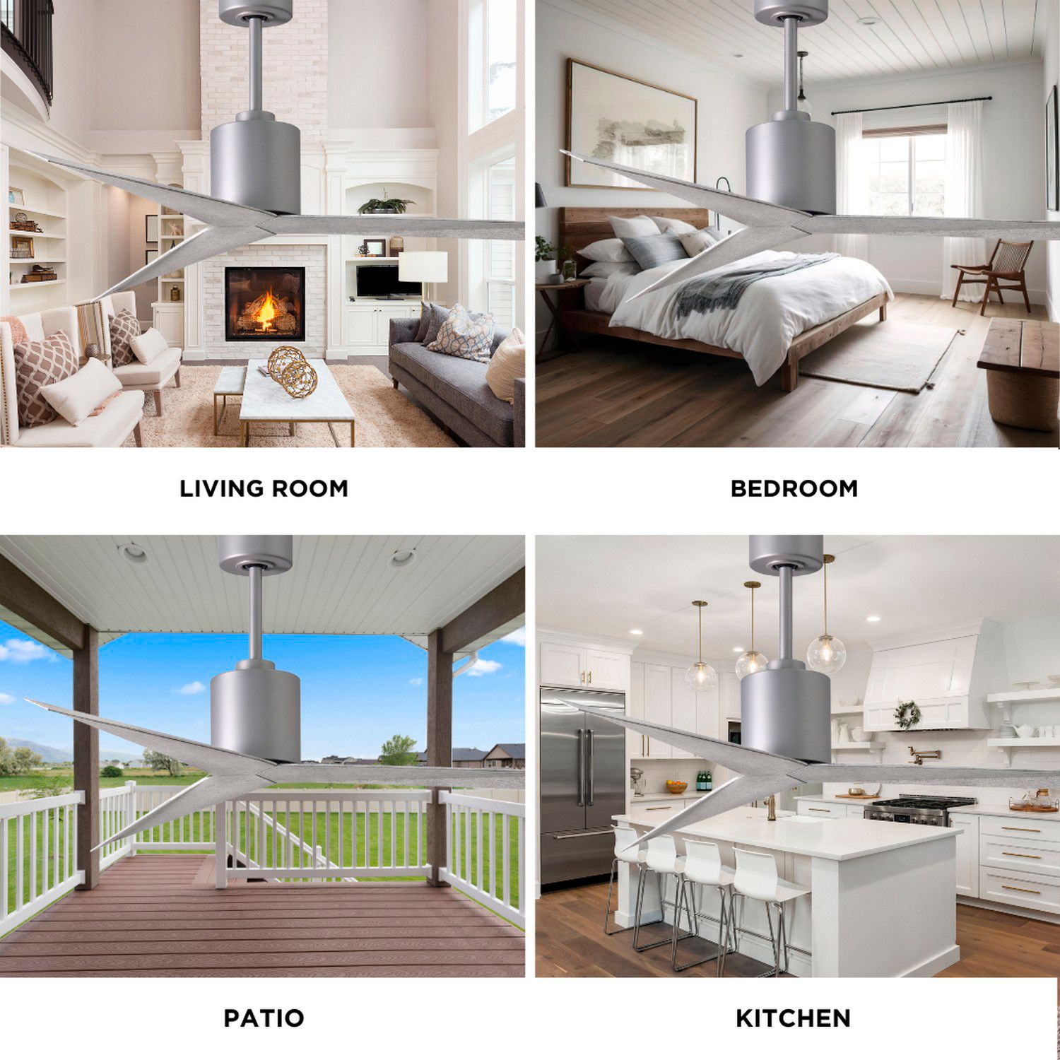 56" Eliza Brushed Nickel Ceiling Fan with Barn Wood Blades