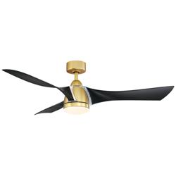 56&quot; Fanimation Klear Brass and Black Outdoor CCT LED Smart Ceiling Fan